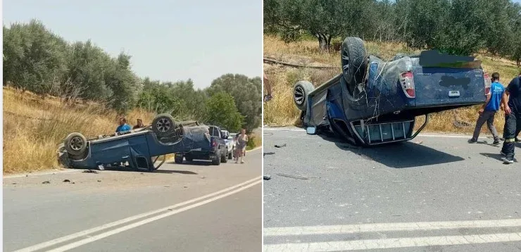 Τροχαίο ατύχημα μεταξύ Ι.Χ και αγροτικού στο ύψος της Παναγίας Καλυβιανής