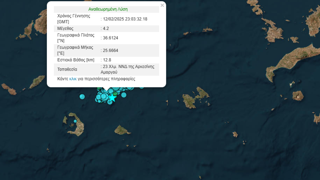 Σαντορίνη – Αμοργός: Σεισμικές δονήσεις μεγέθους 4,2 «εις διπλούν» με διαφορά ενός λεπτού σε Σαντορίνη – Αμοργό
